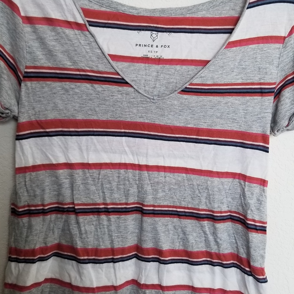 Cute Striped V Neck Tshirt